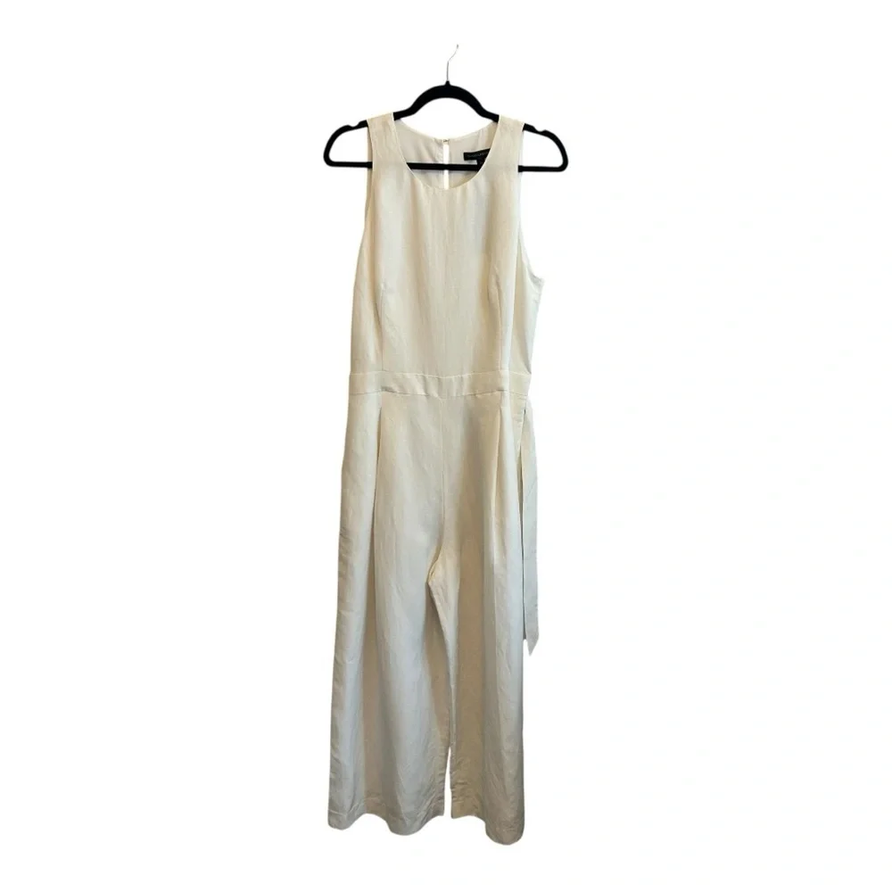 NWT Banana Republic White Linen Jumpsuit Size 14
